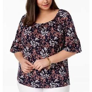 Michael Kors Scattered Blossom Peasant Top